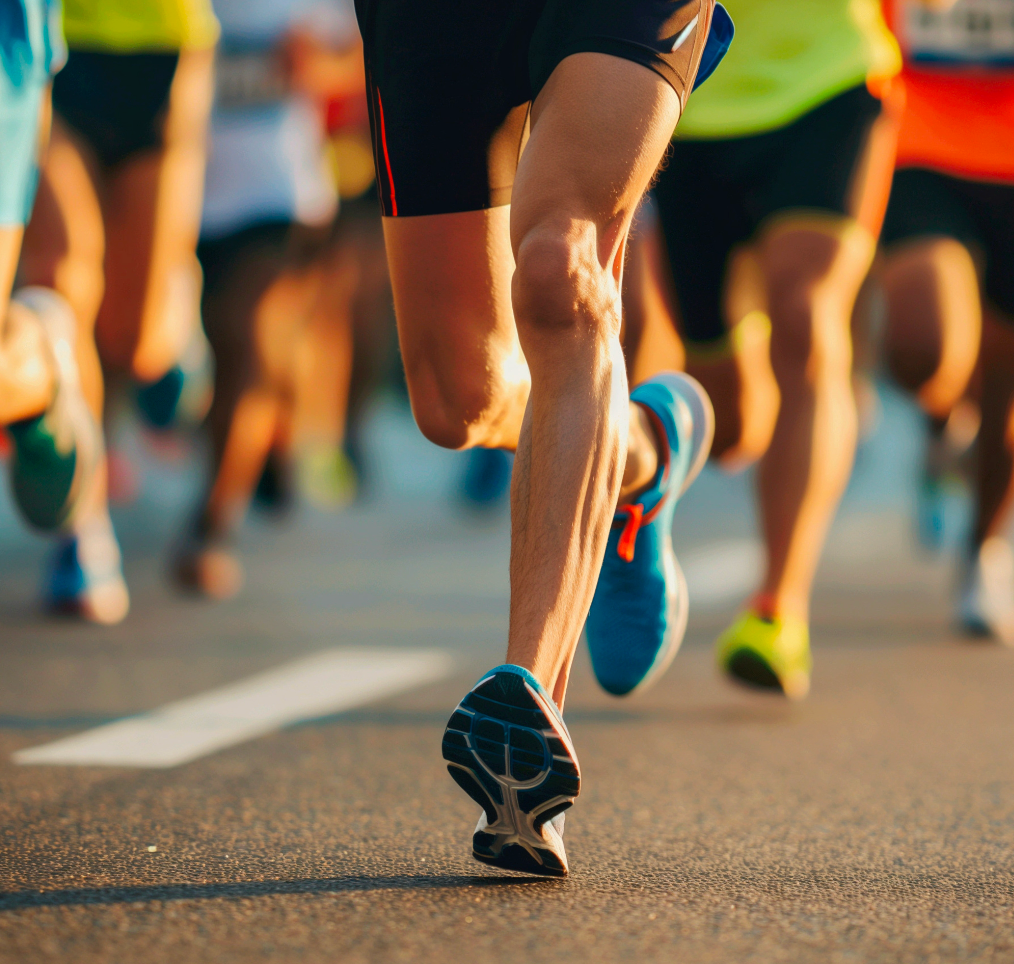 Grupo de corredores avanzando en carrera